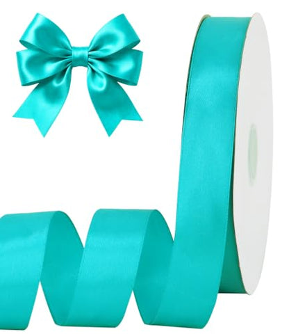1 Inch x 100yds Teal Turquoise Satin Ribbon for Gift Wrapping