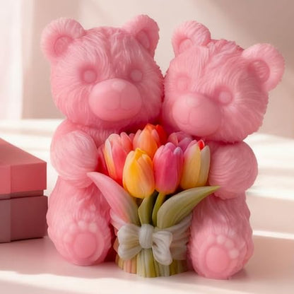 Tulip Flower Bear Heart Cylinder Candle & Resin Mold
