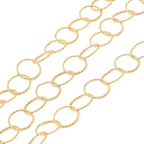 16.4 Feet(5m) 304 Stainless Steel Circle Chain Link Ring Rolo Chains Cable Big Ring Unfinished Golden Necklace Chains for Jewelry Making - 65x59mm