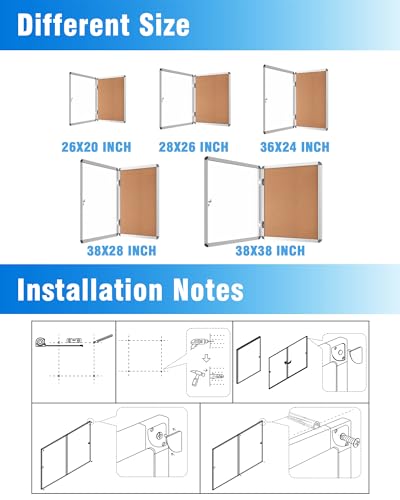 2 Pack 36"x24" Enclosed Bulletin Board