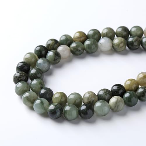 90pcs 4mm Natural Green Hair Quartz Stone Beads for Jewelry Making DIY Bracelet Necklace Accessories 15" Energy Healing Power Round Stone Beads