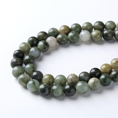 90pcs 4mm Natural Green Hair Quartz Stone Beads for Jewelry Making DIY Bracelet Necklace Accessories 15" Energy Healing Power Round Stone Beads