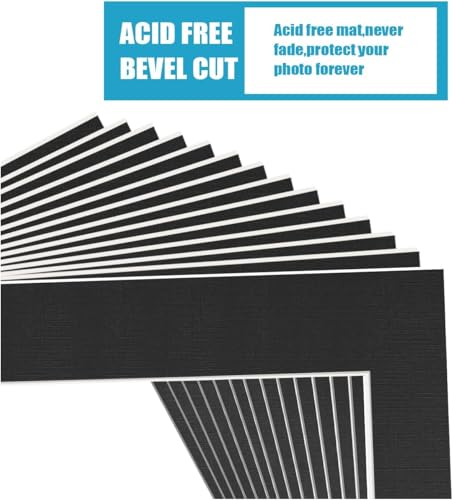 8x10 Black Picture Mats Pack of 11