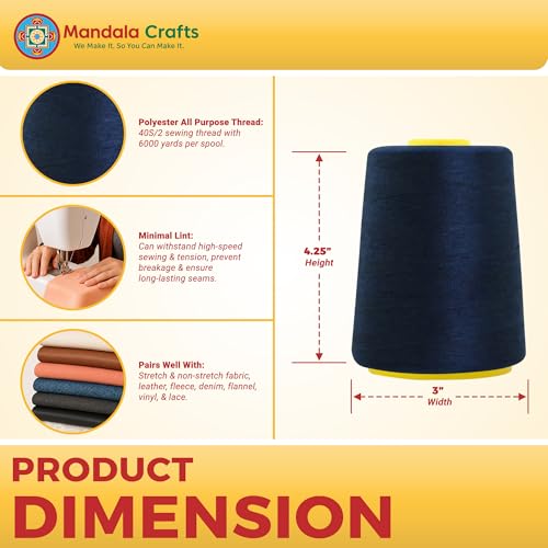 40S 2 Navy Blue Polyester 4 Pack of Serger Threads Cones (72000 Foot)