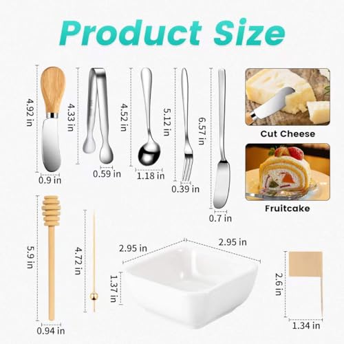 Charcuterie Board Accessories With 3 Oz Ceramic Dip Bowls