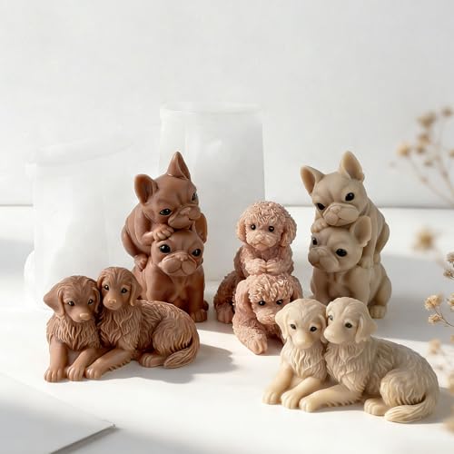 Couple Animal Dog Cylinder Candle & Resin Mold