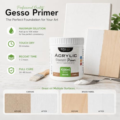 Large White Heavy Gesso Primer for Acrylic Painting (56.4 Ounce)