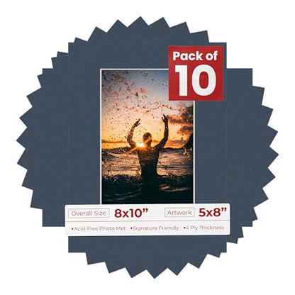 Pack of Ten 8x10 Mats Bevel Cut for 5x8 Photos (10 Count)