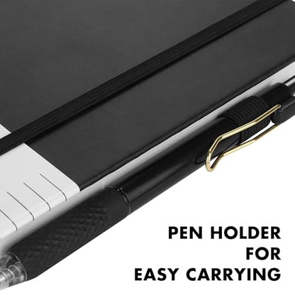 1 Set Lined Notebook Journal with Pen A5 Notebooks 100 GSM College Ruled Hardcover Notebook PU Leather Notepad with Pen Holder for Office School