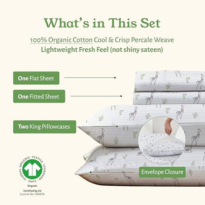 100% Organic Cotton King Size Sheets Set