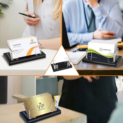 Acrylic Business Card Holder Black 1Pack Enlarged Holds 120 Cards for Office