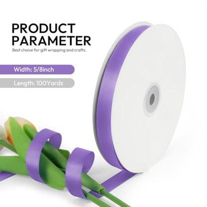 5 8 Inch 100 Yards Satin Ribbon Light Purple