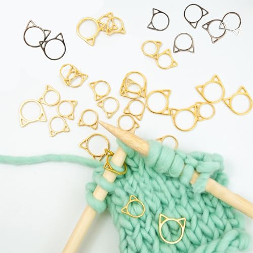 30PCS Cat Stitch Marker Knitting Stitch Markers Metal Crochet Markers Ring Crocheting Accessories for Weaving