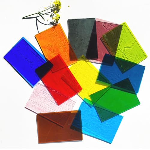 12 Sheets Transparent Stained Glass Sheet Rainbow Colors