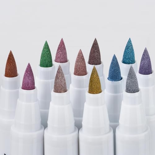 12 Colors Metallic Acrylic Paint Pens for Rock Painting