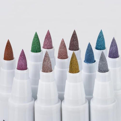 12 Colors Metallic Acrylic Paint Pens for Rock Painting