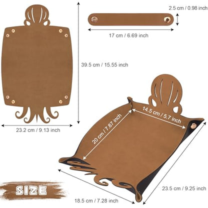 2 Pieces Octopus Dice Rolling Tray PU Leather Dice Mat Folding Scroll (2 Count)