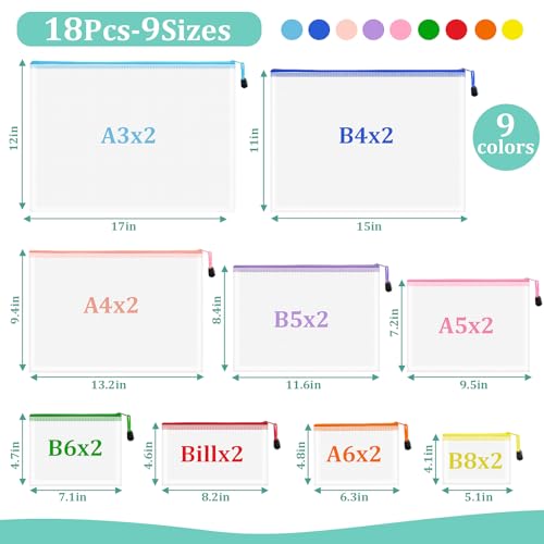 18pcs Mesh Zipper Pouch Bags (18 Count)