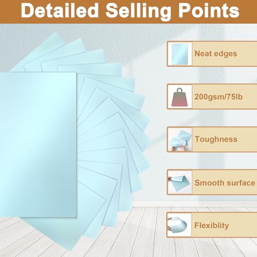 40 Sheets Blue Shimmer Cardstock 8.5 x 11 Metallic Paper 75lb (40 Count)