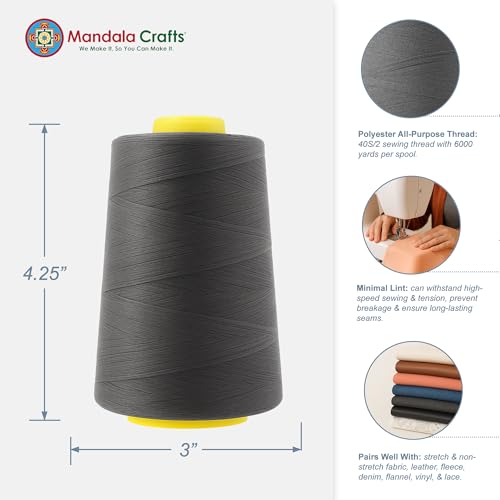 40S 2 Charcoal Gray Polyester 4 Pack of Serger Threads Cones