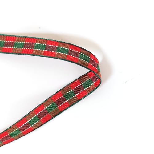X'Mas Gingham Ribbon Green Red Metallic Gingham Ribbon 25 Yards Each Roll 100% Polyester