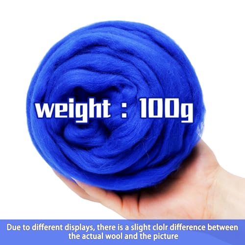 3.53oz Needle Felting Wool Roving for Needle Felting Dark Blue Felting Wool (3.53 Ounce)