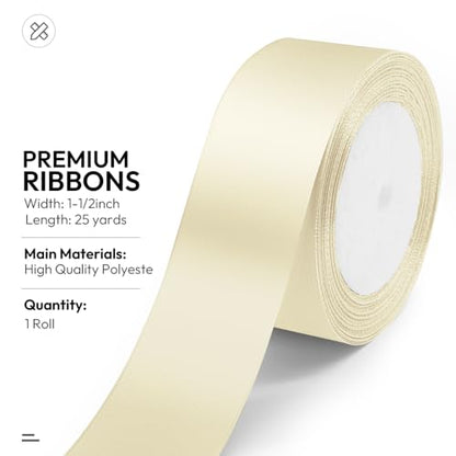 1-1/2" x 25 Yards Ivory Satin Ribbon Crafts Gift Wrapping