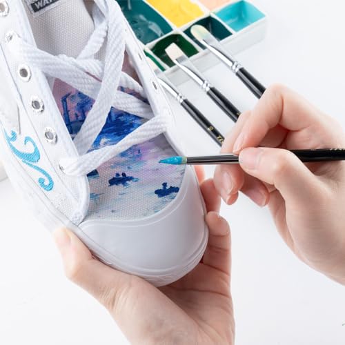 Paint Brush Set 6pcs Art Painting Flexible Bristle for Acrylic Watercolor Gouache Oil Leather Canvas and Face Painting (6 Count)