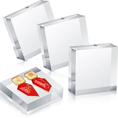 4 Pcs Acrylic Display Block Clear Cube 3 x 3 x 1 Inch