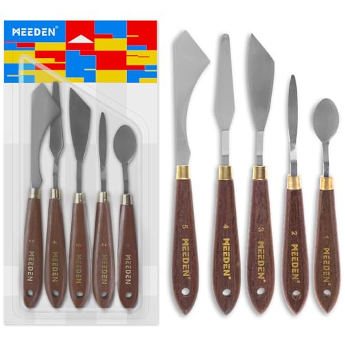 5 Pieces Painting Knife Set Versatile Stainless Steel Spatula Palette Knife Oil Painting Accessories Mixing Scraper for Oil (5 Count)