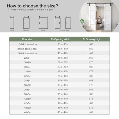 Double 21inx84in White Barn Door and 7FT Sliding Barn Door Hardware Kit Included