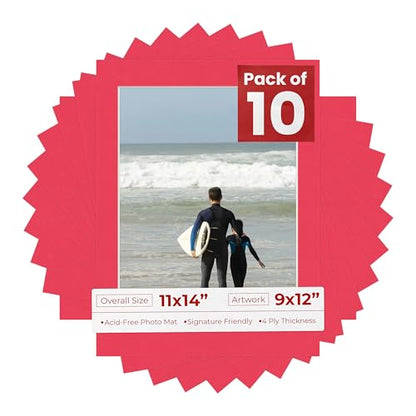 Pack of Ten Acid Free 11x14 Mats Bevel Cut for 9x12 Photos (10 Count)
