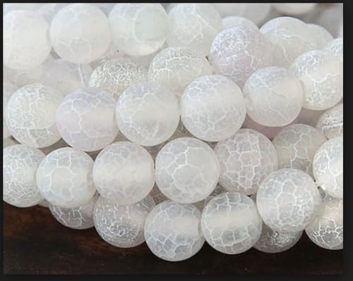 45pcs Adabele Natural Frosted Weathered White Agate Gemstone 8mm Round Beads (47 Count)