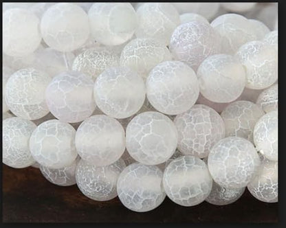 45pcs Adabele Natural Frosted Weathered White Agate Gemstone 8mm Round Beads (47 Count)