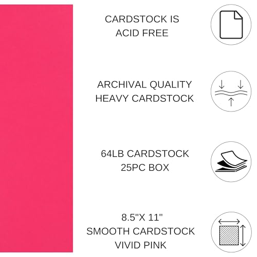 PA Paper Accents Stash Builder Cardstock 8.5" x 11" Vivid Pink