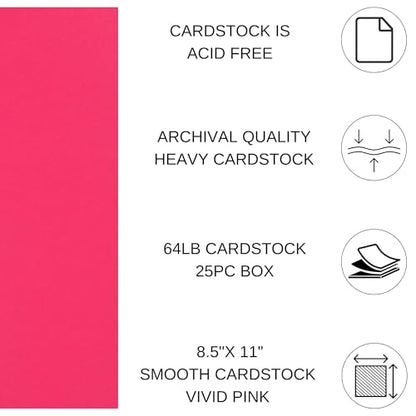PA Paper Accents Stash Builder Cardstock 8.5" x 11" Vivid Pink