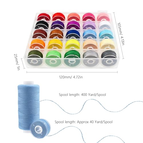 50pcs Sewing Thread Kit 25 Colors 400 Yards
