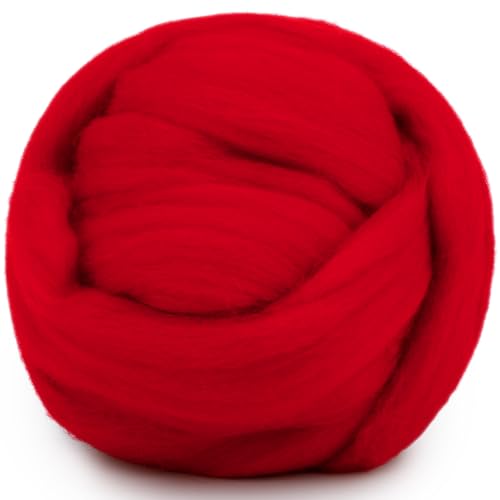 1.76oz Red Natural Wool Roving