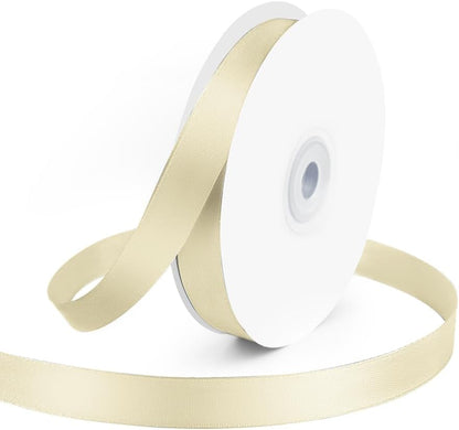 KMER LIFE 5/8" Wide x 50 Yards Ivory Single Faced Polyester Satin Ribbon - Perfect for Wedding Decor, Wreaths, Crafts, Gift Wrapping & Other Projects - Crafty Corner