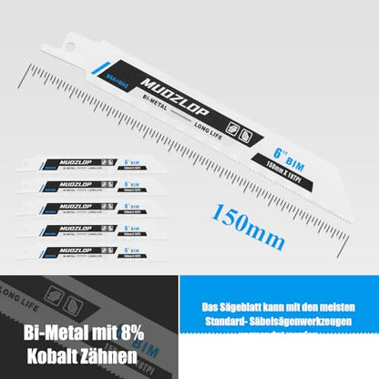 5Pack 6inch 18TPI Metal Reciprocating Saw Blades Set (5 Count)