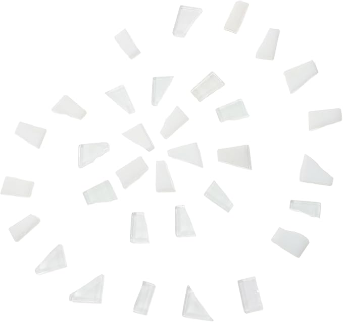 White Glass Mosaic Tiles for Crafts and Home Decor Irregular Small Glass Pieces for DIY Projects Sparkling Tiles for Artworks Stepping Stones and Backsplashes Bag