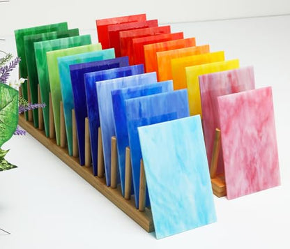 26 Sheets Colorful Vibrant Stained Glass Sheets Variety Assortment Pack (26 Count)