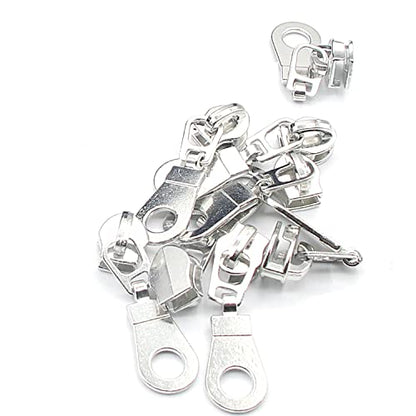 5 Silver Metallic Nylon Coil Zippers by The Yard Bulk 10 Yards Zipper Tape with 25pcs Silver Sliders for DIY Sewing Tailor Craft Bag