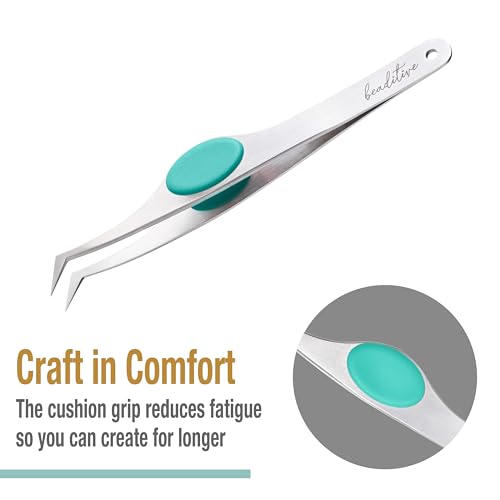 High Precision Angled Tip Tweezers with Cushion Grip