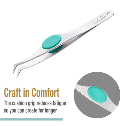 High Precision Angled Tip Tweezers with Cushion Grip