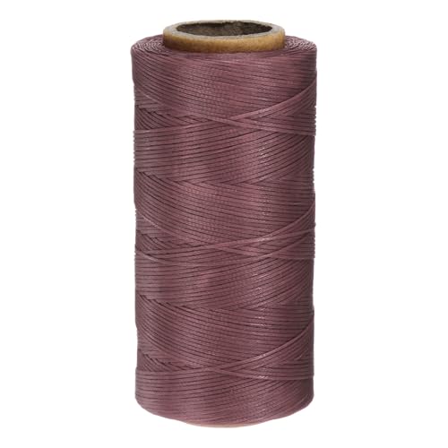 150D 0.8mm Flat Waxed Thread 284 Yards Polyester Leather Sewing Waxed String Hand Stitching Waxed Cord for Leather Stitching Sewing Bookbinding DIY Craft Brick Red