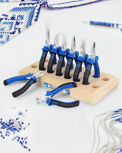 Jewelry Pliers Set Jeweler Making Tools Kit with Wood Holder (8 Count)