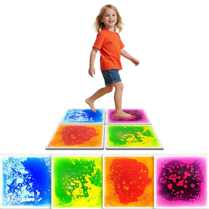 Liquid Sensory Floor Tiles for Kids (4 Count)