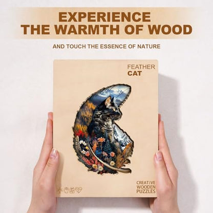 Feather Cat Puzzles Adults Gifts Wooden 75 Pieces 8.5 * 5.5in
