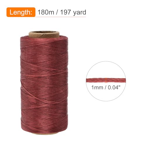 Waxed Thread 197 Yard 1mm 210D Flat Wax Thread Polyester Waxed String for Leather Sewing Hand Weaving Book Binding Home Decoration